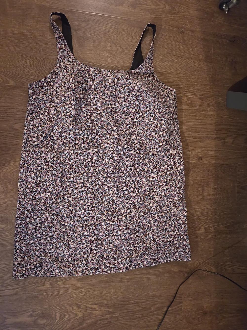 Floral Print Spaghetti Strap Pinafore Dress - Floral Pattern, Size L